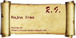 Rajna Irma névjegykártya